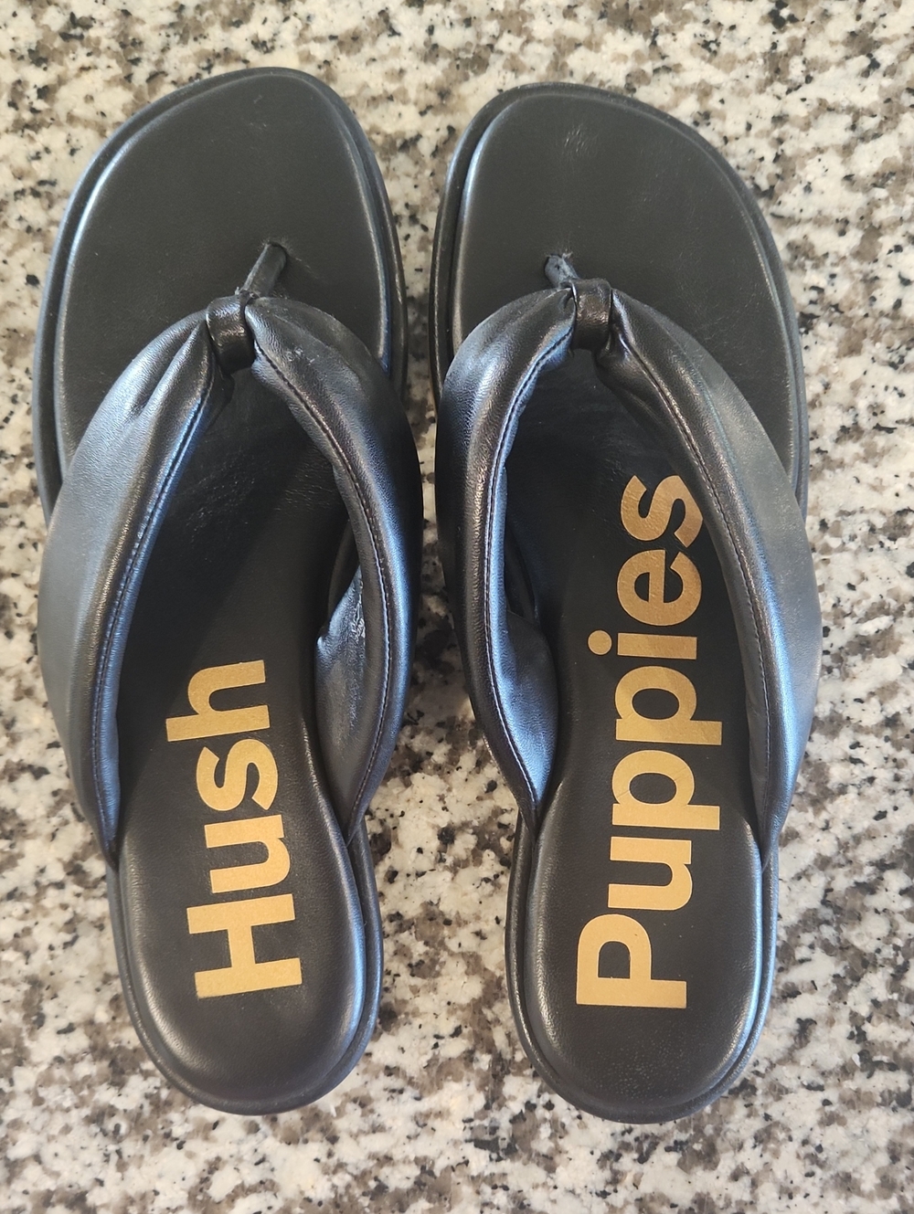 Hush Puppies Womens Black Thong Sandals